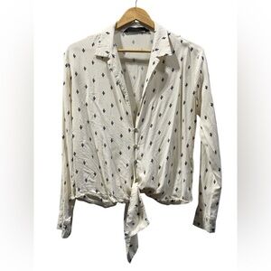 Knot Sisters Cream Cactus  button Down Shirt size M